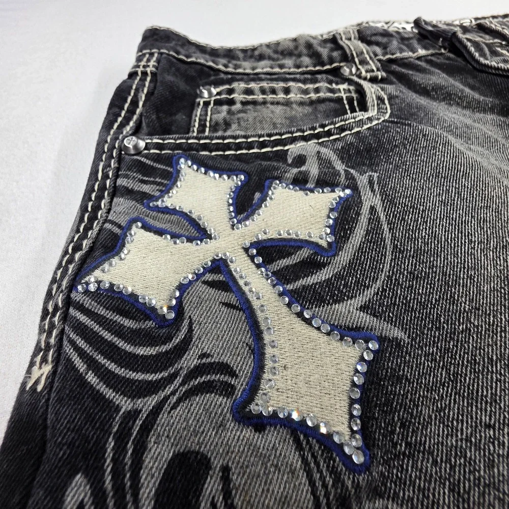 Xenon Thrasher Ambush 32 Mens Black Wash Cross Embroidered Baggy Y2K Jeans
